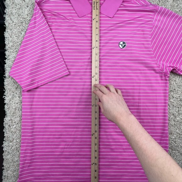 Fennec Pink Striped Polo Stretch Shirt Large Athletic Golfing Golf Club Logo - Picture 5 of 7